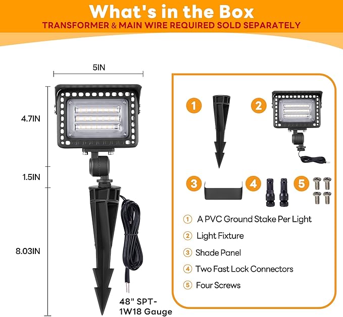 Gardenreet Low Voltage LED Flood Light - 7W Landscape Wall Wash Light, 12V Outdoor IP65 Waterproof Angle Adjustable, Warm White Wide Beam Hardwired Aluminum Brown for Garden Yard Patio House