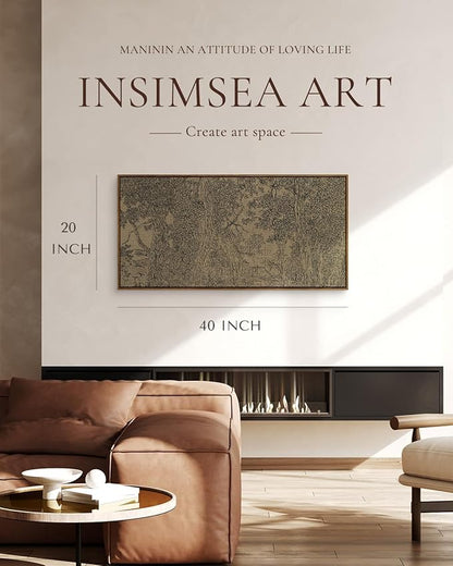InSimSea Extra Large Framed Vintage Wall Art, Living Room Country Farmhouse Decor, Rustic Forest Sketch Landscape Canvas Prints, Retro Trees Long Picture for Bedroom Above of Bed, 20x40inch