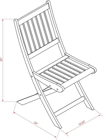 East West Furniture CMDK5CWNA 5 Piece Outdoor Patio Dining Sets Includes a Rectangle Acacia Wood Table and 4 Folding Side Chairs, 35x66 Inch, Natural Oil