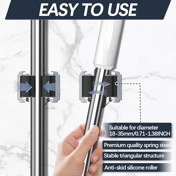 3-H 25 Pack Mop and Broom Holder Big Size Hanging 1 KG Extra,Broom Hanger Wall Mount for Hanging and Organizing Shove Rake Yard Tools in Shed Kitchen Laundry Room Bathroom Garden(Black)