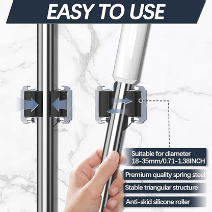 3-H 25 Pack Mop and Broom Holder Big Size Hanging 1 KG Extra,Broom Hanger Wall Mount for Hanging and Organizing Shove Rake Yard Tools in Shed Kitchen Laundry Room Bathroom Garden(Black)