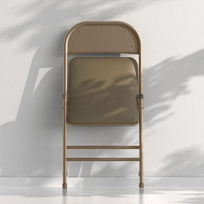 Nazhura 4 Pack Folding Chairs with Padded Vinyl Cushion Chairs with Comfortable Cushion and Durable Steel Frame for Home and Office, for Indoor and Outdoor Events (Kahki, Vinyl)