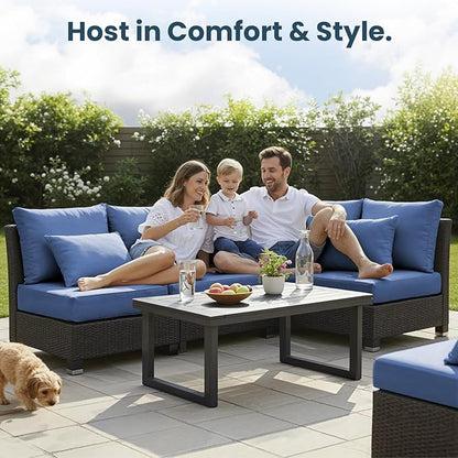 Outdoor Chair Cushions, 6 Inch Thick Patio Seat & Back Cushions Set with Removable Cover, Waterproof Patio Cushions for Outdoor Furniture, 24 x 24 Inch, Navy Blue 2-Set