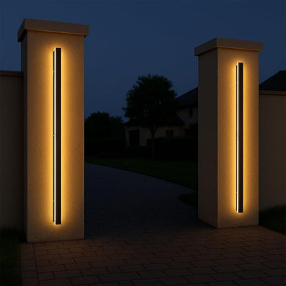 Modern Outdoor Wall Lights 79 Inch, 3000K Linear Exterior Wall Light Wall Mount, IP65 Waterproof Long Porch Wall Sconce Light for Front Door, Garage (Black)