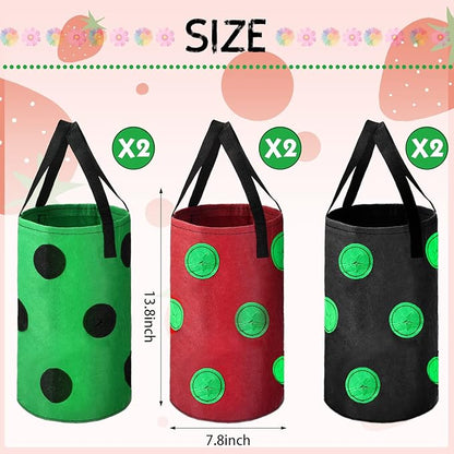 Honeydak Upside Down Tomato Strawberry Grow Bags Hanging Garden Planter Aeration Fabric Grow Bags for Strawberry Tomato Herb Vegetables Outdoor Plants(6 Pack,13 Holes Style)