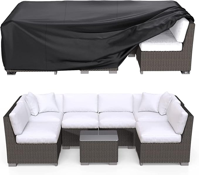 Patio Furniture Covers, Heavy Duty Outdoor Furniture Cover Waterproof, Sectional Sofa Set Covers Table and Chair Set Cover, 102"L×74"W×28"H