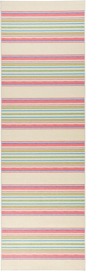 Dash & Albert Cady Stripe Multi Machine Washable Rug, 6 X 9 Feet, Multicolored Stripe Pattern - Premium Luxury Hotel Quality Soft Breathable Hypoallergenic Machine Washable Easy Care All Season