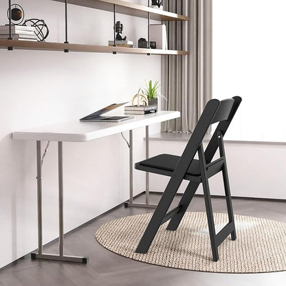 VINGLI Resin Folding Chairs with Cushion, Foldable Plastic Chair with Comfortable Padded Seats, Perfect for Event Party Indoor Outdoor, Black, 2 PC