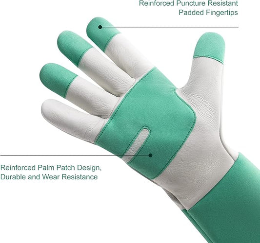 HLDD HANDLANDY Long Gardening Gloves for Women Men - Leather Rose Pruning Gloves Thorn Proof - Breathable Working Glove