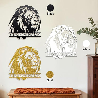 Personalized Metal Lion Name Sign – Custom Wall Art with Majestic Animal Design, Durable Outdoor & Indoor Home Decor – Unique Housewarming & Wedding Gift for Couples, Families, and Friends Style6