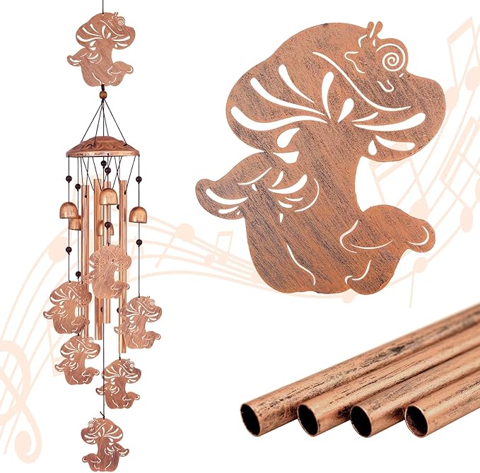 Mushroom Wind Chimes for Outside, Metal Windchimes Outdoors, Mushroom Gifts for Women/Men, Memorial/Birthday Gifts, Garden Decor for Outside, Patio or Yard, Durable Chimes for Outdoors