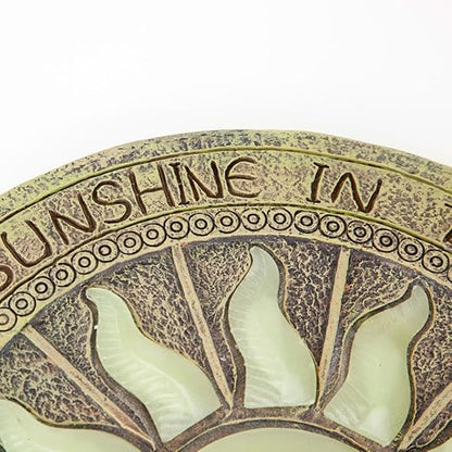 Bits and Pieces - Sun Garden Stone - Glowing Sun in The Dark; Garden Décor - 25cm Diameter, Polyresin, Yellow