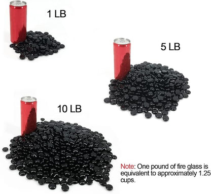 Fire Glass 19 Pound Onyx Black Glass Beads for Fire Pit 1/2 inch Tempered Glass Rocks