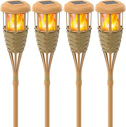 Solar Outdoor Lights, Solar Torch Lights Outdoor Flickering Flame, Outdoor Decorations for Patio Path Yard - 4 Pack