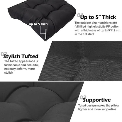 MTMR Water-Repellent Outdoor Patio Chair Cushions Set of 2, 19'X19' Thick Seat Cushions with High Elasticity PP Cotton, Tufted Design for Outdoor Furniture