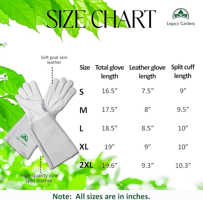 Leather Gardening Gloves for Women and Men| Thorn and Cut Proof Garden Work Gloves with Long Heavy-Duty Gauntlet | Suitable For Thorny Bushes Cacti Rose Pruning Landscaping Work- Large