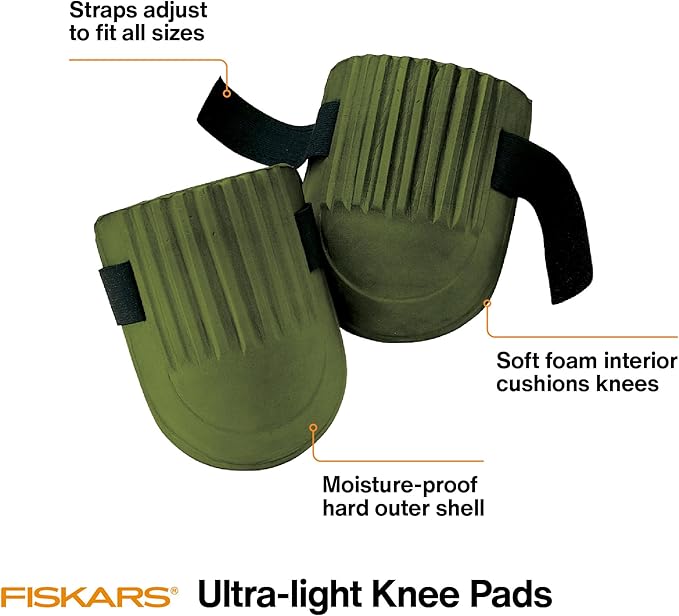 Fiskars Lightweight & Durable Knee Pads for Gardening and Housework - with Comfortable Padded Foam Cushioning