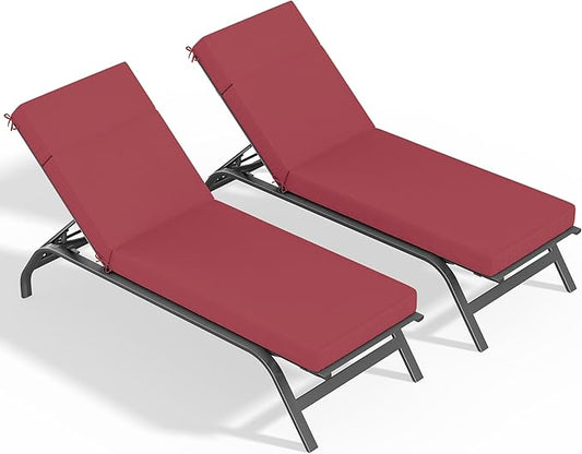 2 Pcs Chaise Lounge Cushions Outdoor, 80" L X 26" W X 4" D Lounge Chair Cushions for Outdoor Furniture, High-Density Foam Patio Chaise Cushion-Waterproof Fade-Resistant ThickPatio lounge chair cushion