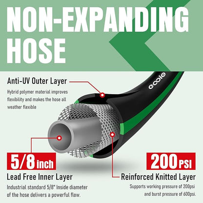 Heavy Duty Garden Hose 95ft, NON-EXPANDABLE Flexible Water Hose, Kink Resistant Lightweight Hybrid Hose, Leakproof Hose Male to Female Fittings