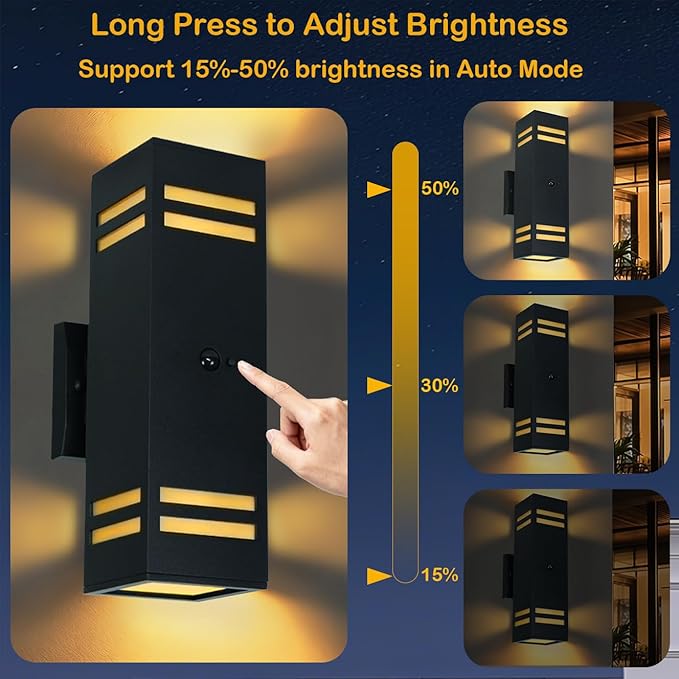 Dusk to Dawn Motion Sensor Porch Light with 3 Lighting Modes, Aluminum Exterior Light Fixtures,25ft Detection Range Waterproof Sconce for Entryway, Patio, Garage,ETL Listed