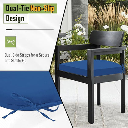 Basic Beyond Outdoor Chair Cushions Set of 4, Outdoor Cushions for Patio Furniture, Water Resistant Patio Chair Cushions with 2 Ties, 17x16x2, Royal Blue