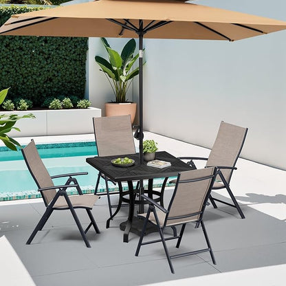 Crestlive Products Folding Patio Chairs Set of 2, 7-Level Adjustable Recliner Chairs Foldable Outdoor Lawn Chairs for Camping, Lawn, Pool, Backyard, Brown