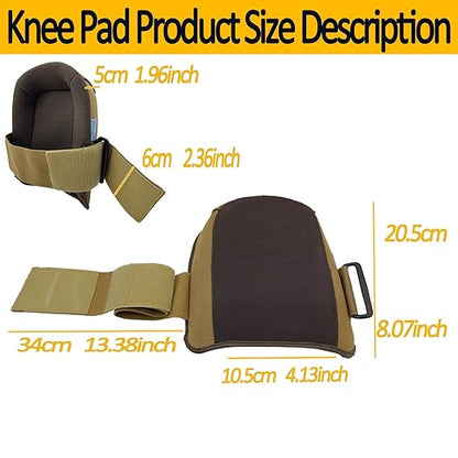 Knee Pads for Work | Made of Genuine Leather and Durable Rubber with Thick Foam Cushion and Adjustable Straps | Floor-Safe Anti-Slip Kneepads for Construction and Mechanical Repair Work Brown