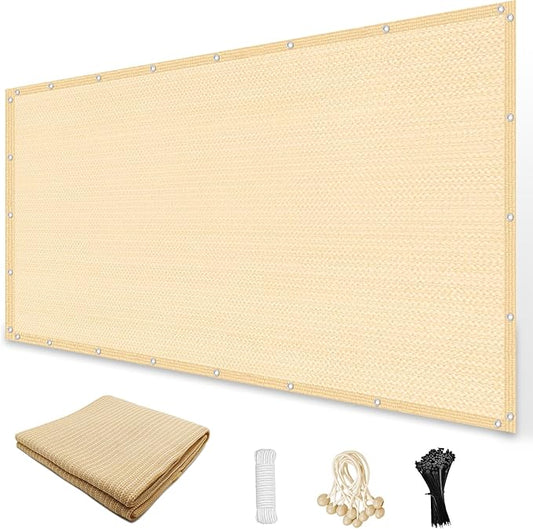 Amagenix 90% Sun Shade Cloth with Grommets, 8' x 10' Pergola Replacement Shade Cover Canopy Privacy Screen for Outdoor Patio Garden, Wheat (We Customized)