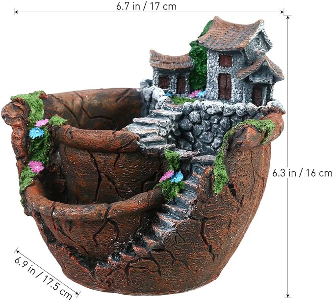 Creative Fairy Garden Flower Pot, Plant Pot, Succulent Plant Flower Pot Rack - Hanging Design Suitable for Home, Office, and Garden Decoration (Orange)