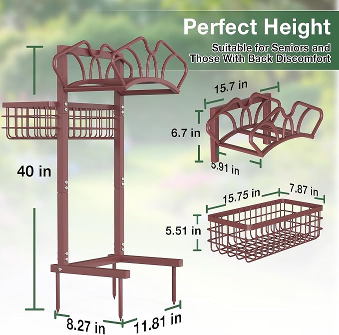 Qatsrin Upgraded Garden Hose Holder with Large Basket, Heavy Duty Water Hose Holder Supports 160-ft Hoses, Freestanding Detachable Hose Stand Storage Reel Hanger Rack for Yard Lawn Farm, Bronze
