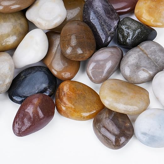 Pulovin 5 Pound Decorative Rocks for Planters, 1"- 1 1/2", Pebbles for Indoor Plants, Vases, Polished Stones for Garden and DIY Decor