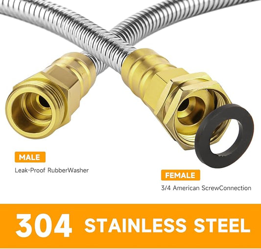Rosy Earth Garden Hose 10 FT, 304 Stainless Steel Metal Water Hose, Heavy Duty Flexible Leader Hose, Short Water Hose Kink Free Hose for Rv, Outdoor, Yard, No Bite, Leak proof and Durable