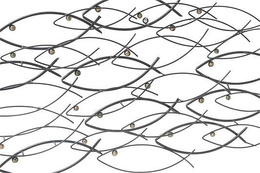 Deco 79 Metal Fish Home Wall Decor Indoor Outdoor Wall Sculpture, Wall Art 36" x 3" x 19", Dark Gray