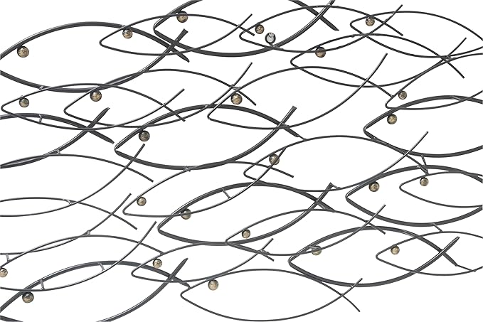 Deco 79 Metal Fish Home Wall Decor Indoor Outdoor Wall Sculpture, Wall Art 36" x 3" x 19", Dark Gray