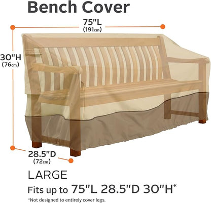 Classic Accessories Veranda Water-Resistant 75 Inch Patio Bench Cover, Patio Furniture Covers