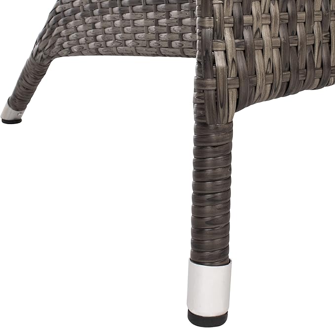 SAFAVIEH Outdoor Collection Edna Grey Brown/White Cushion 3-Piece Lounge Set with Table (PAT7719C)