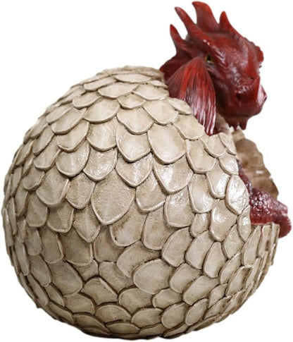 Ebros Large Smaug Red Baby Dragon Hatchling in Egg Statue 9.5" Long Dungeons Dragons Legends Fantasy Home and Garden Accent Decor Sculpture Medieval Renaissance Figurine Centerpiece