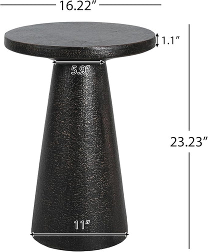 Christopher Knight Home Mongi 23.23" H MGO Indoor Outdoor Side Table, Patio Decorative Mushroom-Shaped End Table, Round Top Lightweight Concrete Garden Stool for Patio Balcony, No Assembly, Black
