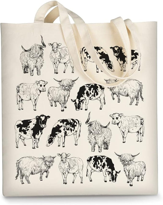 AUSVKAI Canvas Tote Bag Aesthetic for Women, Cute Reusable Cloth Cotton Bags for Shopping Beach Grocery