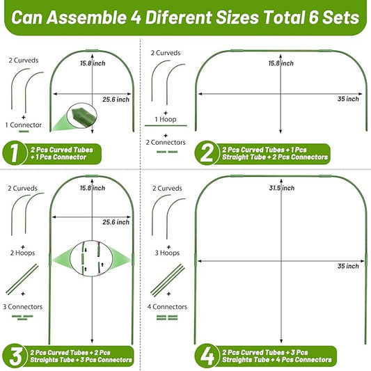 Cludoo 67pcs Garden Mesh Netting Kit,6 Sets Wide Garden Hoops with 10x20 ft Garden Covers Bird Netting& 12 Clips, Garden Protection for Raised Beds Greenhouse Vegetable Plants Flowers Animals