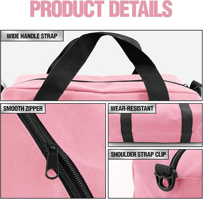 Small Tool Bag, Canvas Tool Storage Bag, Large Capacity Multipurpose Zipper Soft Tote Organizer Pouch for Electrician, Plumbing, Gardening,Tools Bags for Men (Pink, 12 Inch)