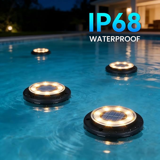 Flacchi Solar Lights Outdoor Waterproof - 2-in-1 Solar Powered Ground Lights Outdoor Solar Disk Light Landscape Light for Deck Step Patio Yard Pathway Walkway Driveway Garden (Warm White, 2 Pack)