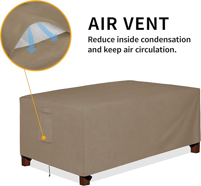 Easy-Going 600D Heavy Duty Rectangular Table Cover UV Resistant and Waterproof Outdoor Lawn Patio Furniture Cover (84" Lx44 Wx23 H, Camel)