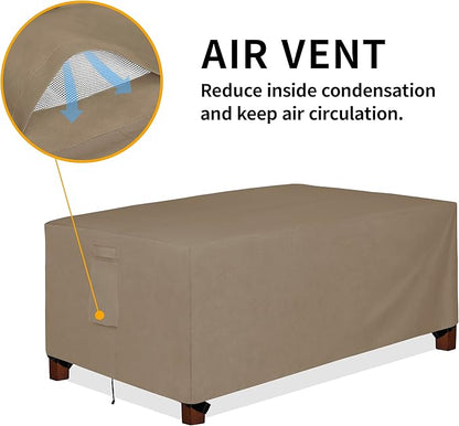 Easy-Going 600D Heavy Duty Rectangular Table Cover UV Resistant and Waterproof Outdoor Lawn Patio Furniture Cover (84" Lx44 Wx23 H, Camel)
