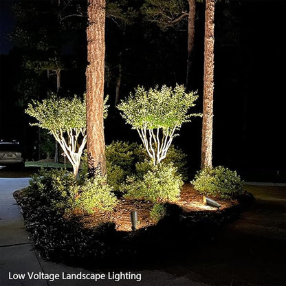 Antique Brass Landscape Spotlights Low Voltage 12V AC/DC,Landscape Lighting Outdoor Tree Uplights Accent Lights 5 Watts MR16 LED Bulb Warm White Included