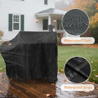 Grill Cover for Royal Gourmet CC1830FC Charcoal Grill Offset Smoker, 46inch Outdoor Heavy Duty BBQ Grill Cover Waterproof-46 L x 28" W x 48" H