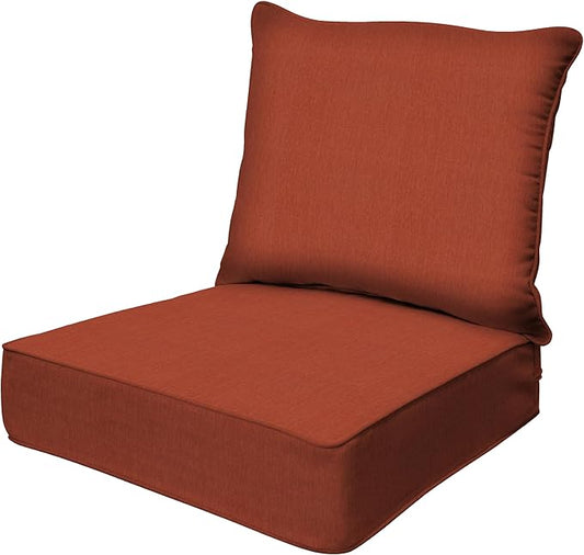 Honeycomb Outdoor Heritage Deep Seat, 24 x 23, Textured Solid Terracotta Chair Cushion for Patio Furniture