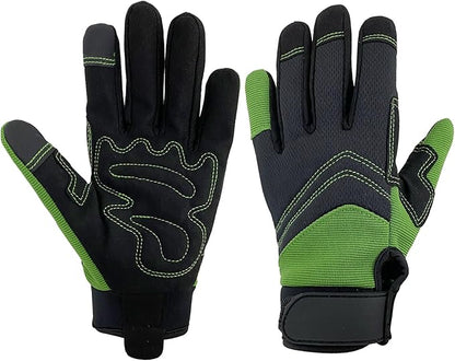 Safety Work Gloves,Multipurpose Working Gloves for Men,Multifunctional Synthetic Leather Spandex Mechanic Gloves,Gardening Glove Gifts for Men,Tounchscreen (Green, Large), 24096001-3
