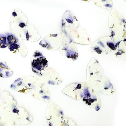 50pcs Large (2.85" h x 3" w) Purple Butterfly Seed Paper – Writable & Plantable Wildflower, Mom's Gift for Birthday, Use for Wedding, Baby Shower, & Party Favors