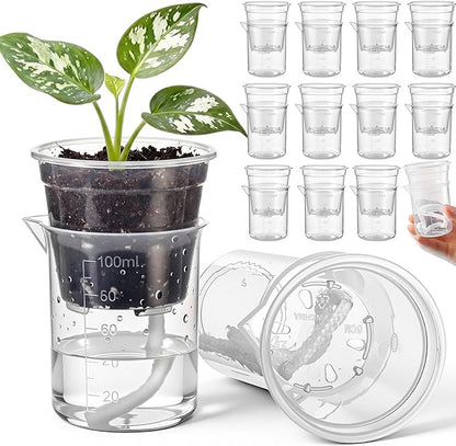 30 Pcak 2.2'' Small Self Watering Planters for Indoor Plants Mini Clear Pots with Water Level Indicator Plastic Automatic-Watering Pot with Drainage Holes for Semi-hydroponic African Violet